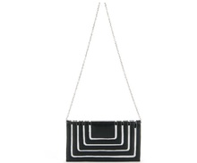 New 2014 Fashion White Black Striped PU Leather Women Shoulder Bags Day Clutches Sac a main