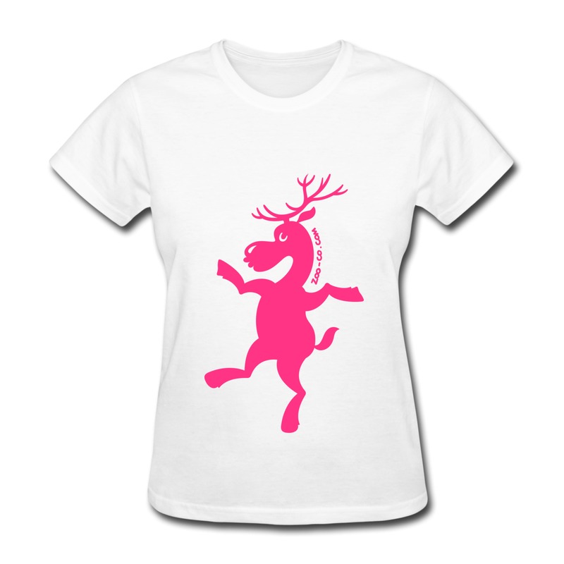 T Shirt Women Regular Christmas Reindeer Exercising Designed Tee Shirts for Girl Top Brand