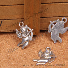 Wholesale DIY Jewelry Accessories Antiqued Silver Tone Vintage Alloy Cupid Pendant Charms 22*16mm 50PCS