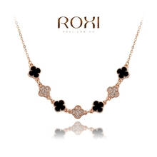 Top Quality Top Quality Fashion ROXI Jewelry Austrian Crystal Sexy Black Clover Short Necklace Gold Plated