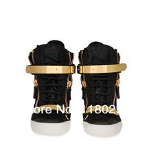2014 New fashion zipper metal strap lady leisure shoes sneakers women wedges sports boots