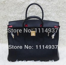 Platinum package genuine leather lichee birki35togo skin color block decoration casual vintage handbag color block female bags