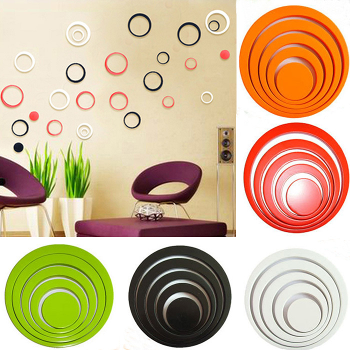 New Arrival 1 Set Indoors Decoration Circles Creative Stereo Removable 3D DIY Wall Stickers Free Shipping&Wholesales