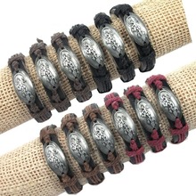 12PCS Gecko Animal Tibetan Silver Alloy Pendant Charm Hemp Genuine Leather Bracelet Men Women Wristband Bangle CL3154
