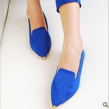 The new 2014 candy color hot metal point suede documentary shoes and the gourd ladle shoes