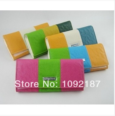 Ms rainbow stripe PU leather long purse