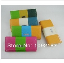 Ms rainbow stripe PU leather long purse
