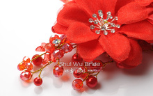 Free Shipping Hot Sale Promotional Bridal Hairpin White Red Handmade Beaded Wedding Hair Accessories