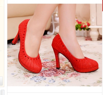 2014 new red bride wedding shoes waterproof shoes increased with a fine dinner high heels shoes