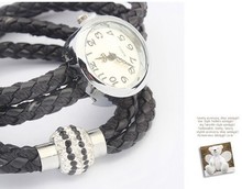 2014 New New Arrival Fashion Leather Twist Bracelet Watch Women Quartz Wrist Watches Y8871