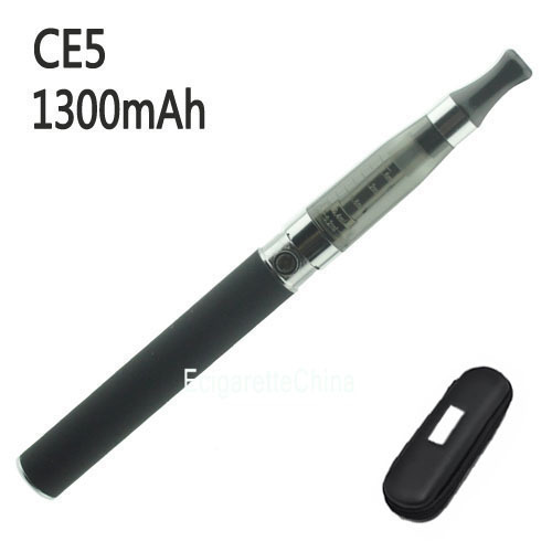 Ego 1300mAh CE5 Clearomizer atomizer Single E cigarette Starter Kit with Zipper Portable Bag black grey