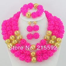 Free Shipping Charming 3 Rows Crystal Beads Jewelry Set Nigerian African Wedding Crystal Jewelry Sets Wholesale