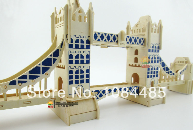 DIY Wooden 3D Puzzle London Tower Bridge Model Building Kits Puzzle 