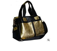 2014 women’s genuine leather handbag patchwork  first layer of cowhide messenger bag color block free shipping