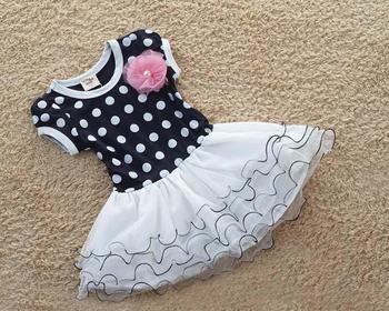 Оптовая продажа - - 2014 новая коллекция весна осень девочки платье одежда дети милые с коротким рукавом 2 цветов точка платья