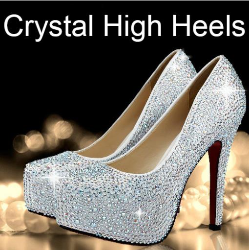 in stock 2014 new women high heels shining rhinestone wedding shoes crystal shoes fashion bride bridesmaid