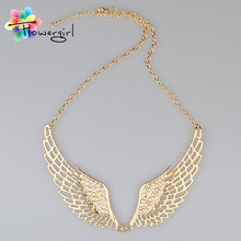 2014 Women Fashion Rhinestone Jewelry Angel Wings Gold Color Choker Necklace [ME-015]