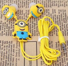 Free dropshipping Stylish Despicable Me The Minion Pattern General 3.5mm In-ear Earphone for Various Mobile Phones