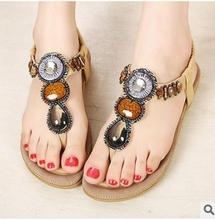 2014 fashion designs of flat thong sandals lady flat with ruby and diamond tow big yards