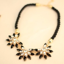 2014 new fashion design western style  multi-layer Weave Rhinestone Choker necklace jewelry  for women statement necklace