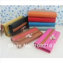 Korean fashion small lock touch buckle women wallet candy colored skin color models hit the imported