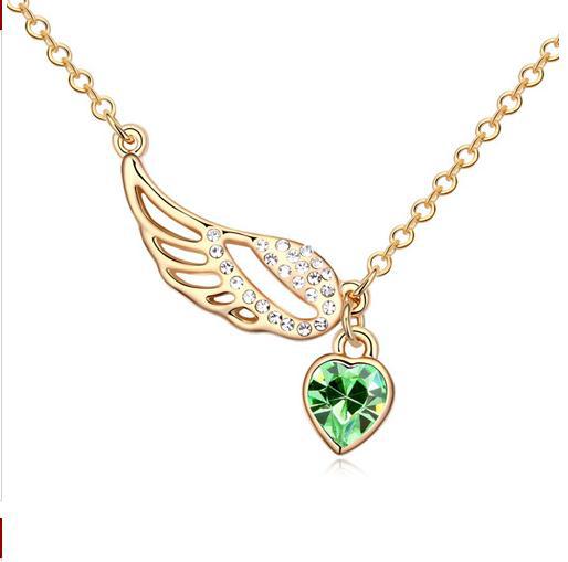 Free shipping Fashion and Retro Crystal Necklace Heart Cupid