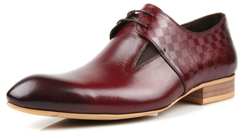 Burgundy-Classic-Genuine-Leather-Men-Dress-Shoes-Wood-Sole-Size-6-10 ...