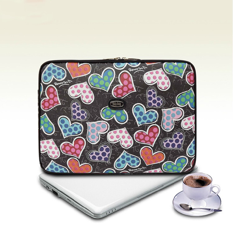 Fashion Computer Bag Ms professional waterproof shockproof Heart Pattern laptop Sleeve Case 11 13 14 inch