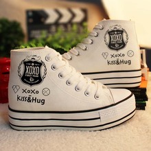 Sign of exo 2013 winter high platform canvas shoes graffiti shoes