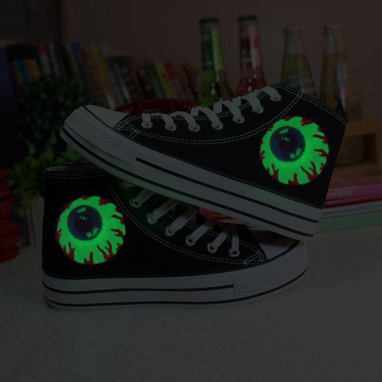 Luminous big hand painted shoes personalized shoes japanese platform shoes cotton made shoes casual big eyeball