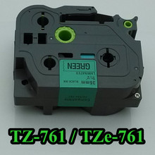 New 2014 p touch tape tz-761, tz761,black on green tape 36mm TZ 761 compatible TZ tape