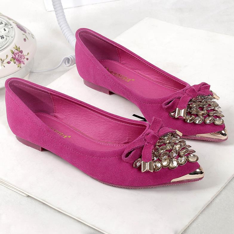 free shipping new glass stones pointed toe ballet flats women flats ballet flats for women 2014