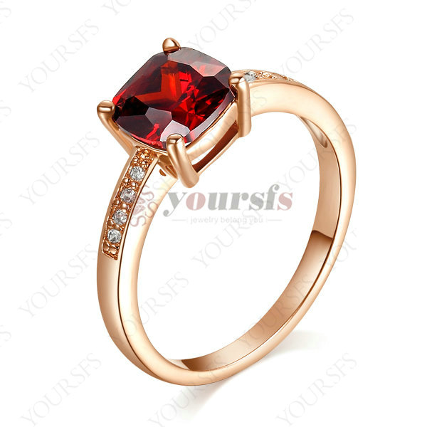 Limited Real Trendy Rings For Women Gorgeous 1ct Ruby Ring 18k Rose Gold Plated Austria Crystal
