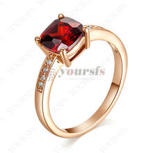 Rings For Women Gorgeous 1Ct Ruby Wedding Ring 18K Rose Gold Plated Austria Crystal Simulation Of Diamond Ring R275R2