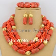 Wonderful Pink Coral Beads Jewelry Set African Costume Jewelry Set Fashion Lady Jewelry Set Free Shipping