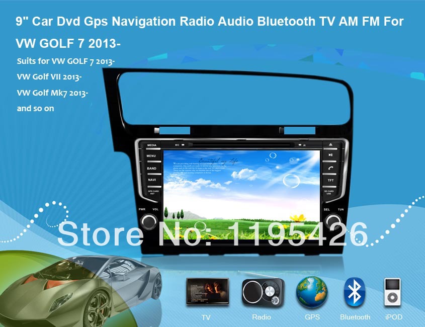 9 Car Dvd Gps Navigation Radio Audio Bluetooth TV AM FM Vehicle Navigation For VW GOLF