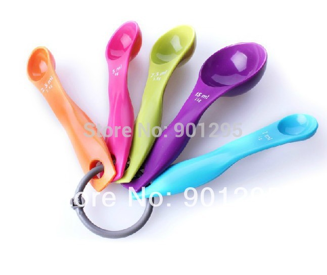 Multicolour measuring spoons 5pcs lot 1 2 5 5 7 5 15ml coffe tea plastic measuring