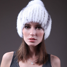 Cpa Free Shipping*Mink Fur Cap With Fox Ball, Mink Cap, Mink Fur Hat* Whole Sale &Retail SU-14015(China (Mainland))