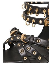 Free Shipping New Black Genuine Leather With Buckle Sandals For Women Brand Cross Strap High Heels
