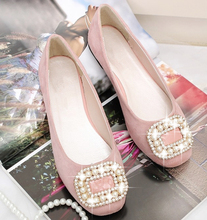 2014 spring rhinestone beaded side buckle flatbottomed women’s shoes single shoes female flat heel casual shoes princess shoes