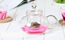 Free shipping CHINA classic handmade 600ml glass teapot piece set transparent flower tea set ETP003