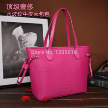 Corrugated cowhide fashion one shoulder handbag women’s handbag big bags trapezoid bag shopping bag
