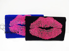 Luxury velvet sexy Lip Clutch cross body women handbag Purse IT Party BAG Wristlet