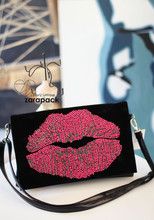 Luxury velvet sexy Lip Clutch cross body women handbag Purse IT Party BAG Wristlet