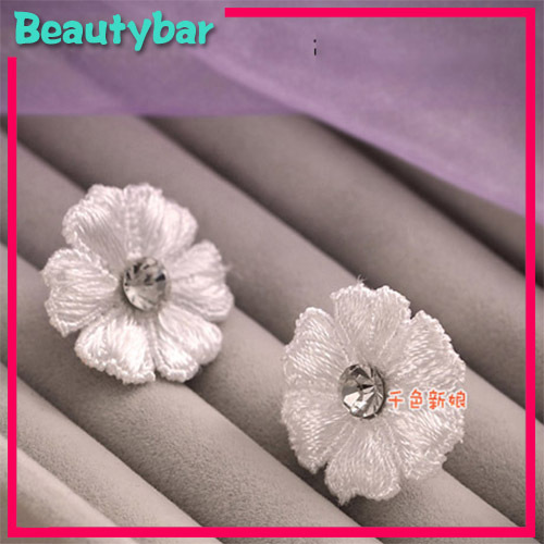 Mini Flower Crystal Pearl Lace Flower Earrings Bridal Wedding Marriage Party Earrings Accessory