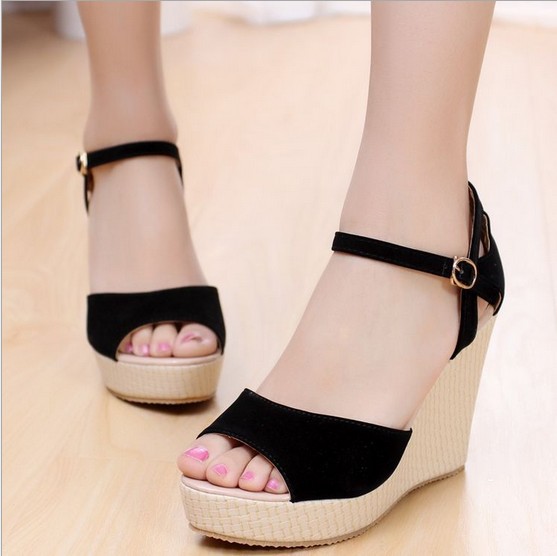 sandals,wedge heels sandals ,Peep toe platform waterproof wedge high ...