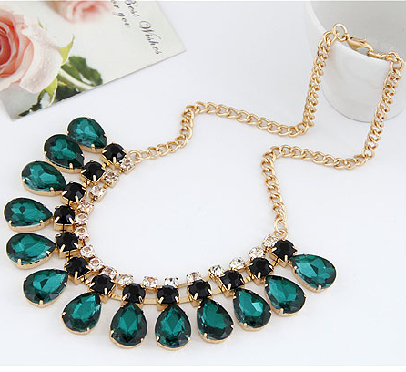 2014 Fashion Imitated Gemstone Jewelry Drop Maxi Collar Statement Necklaces Pendants Choker Collier for Women Mujer