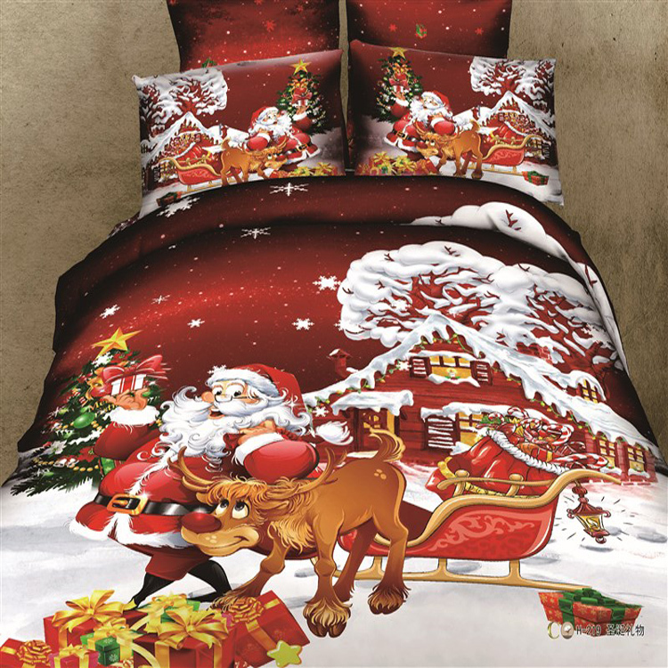 5pc Merry Christmas gift Santa Claus 3d queen size bed comforters ...