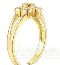 Vintage Floral Toe Ring Genuine 9K Yellow Gold 0 56 ct tw Round Cut NSCD Synthetic