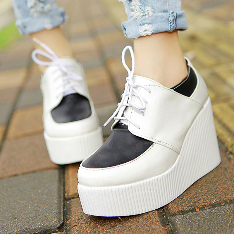 2014 new Round toe platform shoes fashion HARAJUKU vivi magazine wedges high heeled thick heels women